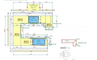 CAD Zeichnung der Porto Rosa Arbeitsplatten