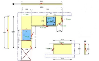 CAD Zeichnung der Granit Arbeitsplatten und Wischleisten