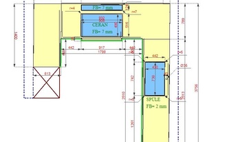 CAD Zeichnung der vier Granit Arbeitsplatten erstellt