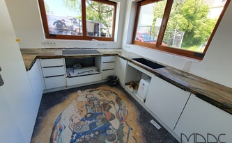Küche in Ratingen mit Granit Arbeitsplatten Fusion