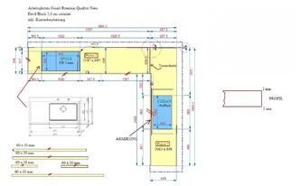 CAD Zeichnung Arbeitsplatten und Sockellesiten