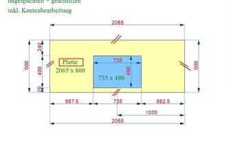 Travertin Arbeitsplatte aus dem Material Golden Walnut C-C gezeichnet