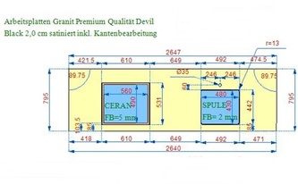 CAD Zeichnung der Devil Black Granit Arbeitsplatte