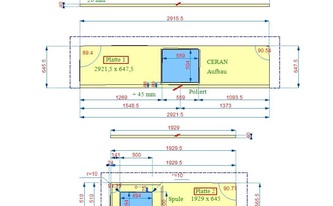 CAD Zeichnung der Silestone Arbeitsplatten und Wischleisten Altair