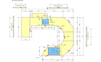 CAD Zeichnung der SapienStone Arbeitsplatten und Wischleisten 