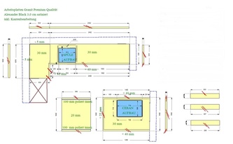 CAD Zeichnung der Granit Arbeitsplatten, Seitenwange, Wischleisten und Füllplatten 