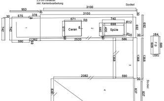 CAD Zeichnung der U-Küche in Rosenheim