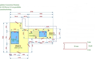 AutoCad Zeichnung der Caesarstone Arbeitsplatten 4120 Raven