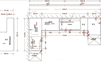 CAD Zeichnung der Granit Arbeitsplatten und Rückwand