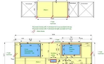 CAD Zeichnung der IKEA Landhausküche in Saarbrücken