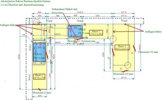 CAD Zeichnung der Dekton Arbeitsplatten Galema