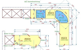 CAD Zeichnung der Sapphire Brown Granit Arbeitsplatten in Siegburg