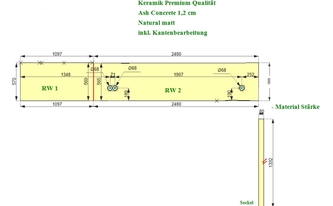 CAD Zeichnung der Level Rückwand und Wischleiste