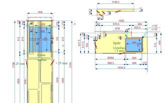 Zeichnung der Silestone Arbeitsplatten und Fensterbank