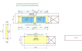 AutoCad zeichnung der Steel Grey Arbeitsplatten