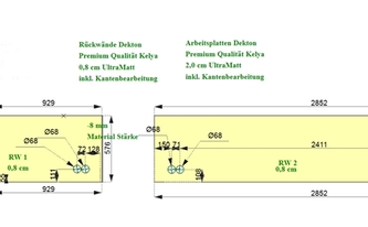 CAD Zeichnung der Dekton Küchenrückwände