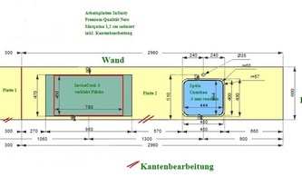 CAD Zeichnung der Küchenzeile mit Invisacook