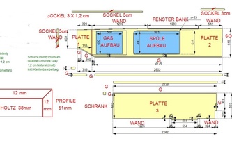 CAD Zeichnung der Küche in Troisdorf