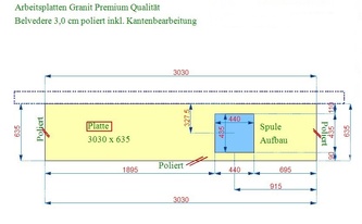 CAD Zeichnung der Belvedere Granit Arbeitsplatte