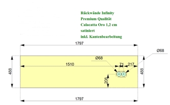 CAD Zeichnung der Rückwand für die Küche in Velbert