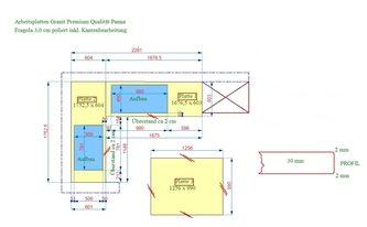 AutoCad Zeichnung der Granit Arbeitsplatten Panna Fragola