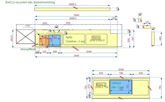 CAD Zeichnung der Silestone Arbeitsplatten und Rückwände