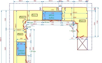 CAD Zeichnung der 4 Granit Arbeitsplatten