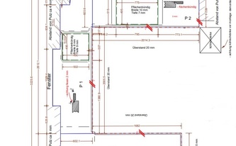 CAD Zeichnung der grünen Arbeitsplatten