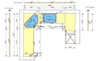 CAD Zeichnung der Granit Arbeitsplatten und Wischleisten in Wernau