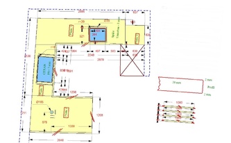 CAD Zeichnung der vier Arbeitsplatten aus Dekton