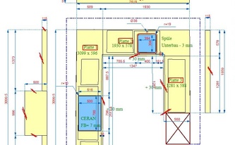 CAD Zeichnung der Arbeitsplatten und Rückwände aus Granit