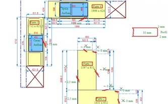 CAD Zeichnung der Arbeitsplatten in Wesseling