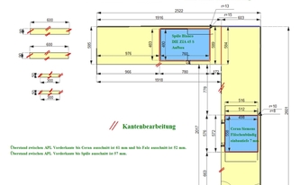 Zeichnung der L-Küche in Wesseling