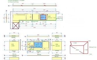 CAD Zeichnung der Level Keramik Arbeitsplatten, Seitenwangen und Wischleisten