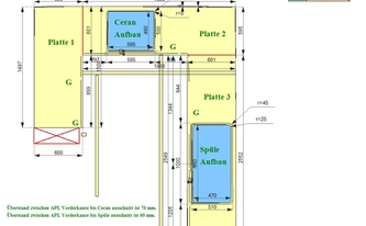 CAD Zeichnung der U-förmigen Küche in Wesseling