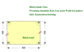 CAD Zeichnung der Glasrückwand