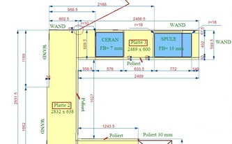 CAD Zeichnung der Dekton Arbeitsplattten Manhattan