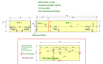 CAD Zeichnung der Küchenrückwände für Wien