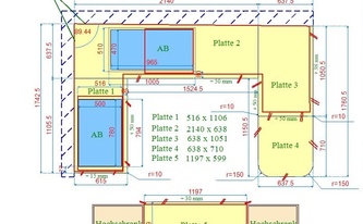 CAD Zeichnung der Granit Arbeitsplatten Astoria Fantasy