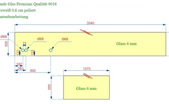 CAD Zeichnung der Glasrückwände