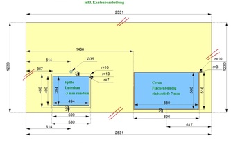 CAD Zeichnung der IKEA Kücheninsel