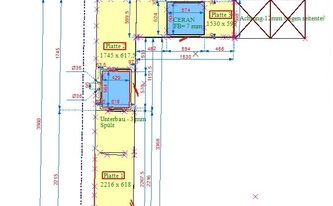 CAD Zeichnung der Quarzit Arbeitsplatten