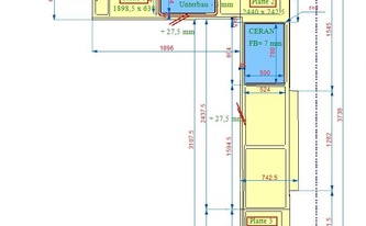 CAD Zeichnung der Granit Arbeitsplatten in Wolfratshausen