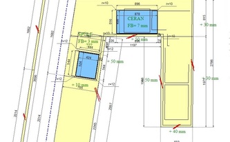 CAD Zeichnung der Küche in Würselen