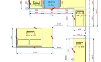 CAD Zeichnung der Küche in Würzburg