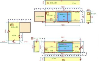 CAD Zeichnung der Granit Arbeitsplatten und Rückwände Virginia Black