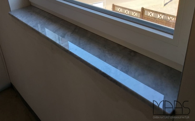 Aufmaß, Lieferung und Montage - Wesseling Bianco Carrara CD Marmor Fensterbänke