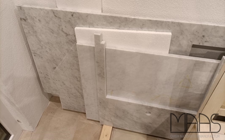 Wien Bianco Carrara C Marmor Arbeitsplatten und Waschtischplatte