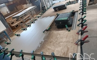 Produktion - Pulpis Ivory CTX - Basic Keramik Arbeitsplatte mit Holzunterfütterung