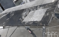 Produktion - Black Cosmic Granit Arbeitsplatte mit Ausschnitt